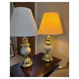 Brass and White Table Lamps