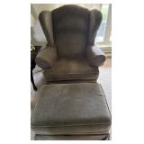 Upholstered Wingback Chair With Ottoman
