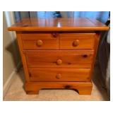 Pine Wood Three-Drawer Nightstand