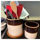 Stoneware Utensil Holders with Tools