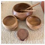 Teak Wood Salad Bowl Set with Coasters
