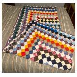 Patchwork Quilt with Purple Trim