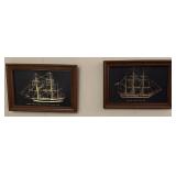 Vintage Metallic Ship Plaques