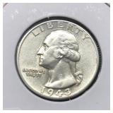 1943 WASH SILVER QUARTER - UNC