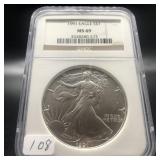 1991 SILVER EAGLE NGC MS69