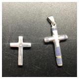 2 STERLING CROSSES 1" & 3/4"
