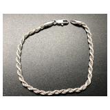 STERLING ITALIAN ROPE BRACELET - 6"