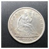 1854 SEATED LIBERTY SILVER HALF DOLLAR