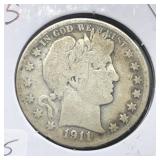 1911-S BARBER HALF - SILVER