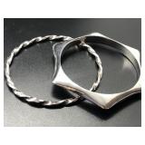 2 SILVER BRACELETS - 2 1/2" & 2 7/8"