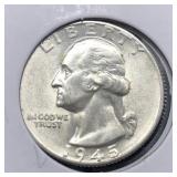 1945 WASH SILVER QUARTR - BU