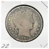 1901 BARBER HALF - SILVER