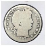 1907-O BARBER HALF - SILVER