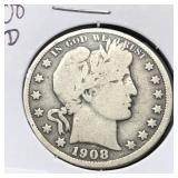 1908-D BARBER SILVER HALF