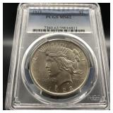 1923 PEACE SILVER DOLLAR PCGS MS62