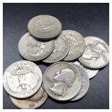 10 SILVER WASHINGTON QUARTERS