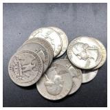 10 SILVER WASHINGTON QUARTERS