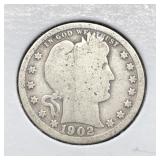 1902 BARBER SILVER QUARTER