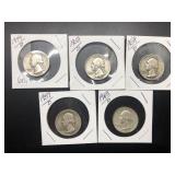 5 - D WASHINGTON QUARTERS - SILVER - MIXED DATES