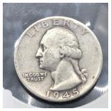 1945 - S WASHINGTON QUARTER - SILVER