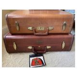 Pair of Vtg Leather Samsonite Hard Side Suitecases
