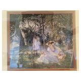 Impressionist Genre Scene w/Sliver Plate Frame
