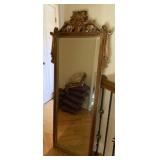 Tall Beveled Mirror with Ornate Gilt Frame