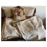 (7) Pillows and Brocade Shams