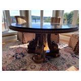 Marble and Solid Wood Carved Round Table