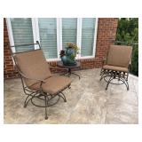 (3) Pair of Bronze-colored Metal Patio Chairs +