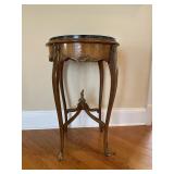 Marble Top French Cabriole Leg Lamp Accent Table