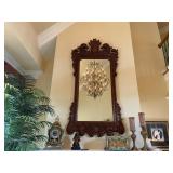 Ornately Carved Mahogany Cathedral Mirror
