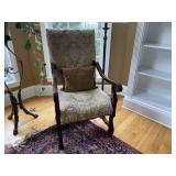 Solid Wood Upholstere Arm Chair with Scroll Design