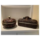Set of Solid Wood Spiral Design Trinket Dishes