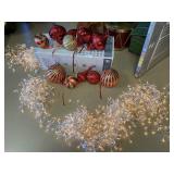 Icicle String Lights & Oversized Plastic Ornaments