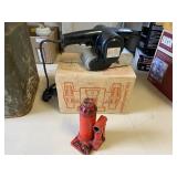 Vintage Belt Sander, Jack, and 5" Bench Grinder