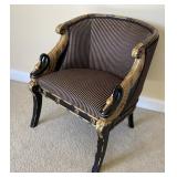 Egyptian Revival Upholstered Barrel Back Chair
