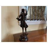 Cast Brass with Bronze Color Girl Sculpture