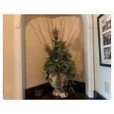 Ceramic Handpainted pot W/ Faux Plant