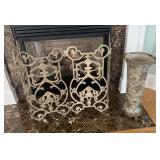 4-Fold Metal Fireplace Screen & Umbrella holder