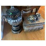 Metal Box & Wood Urn Home Decor