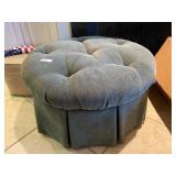Tufted Green Upulstered Ottoman W/ Wheels