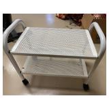 Vintage White Metal Two Shelf Cart