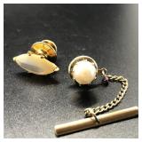 PEARL & GOLD TONE TIE TACK - VINTAGE