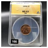 1958 LINCOLN ANACS MS63 RB