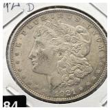 1921-D MORGAN SILVER DOLLAR