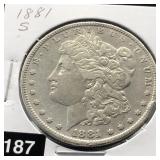 1881-S MORGAN SILVER DOLLAR