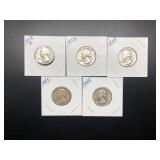 #5 SILVER WASHINGTON QUARTERS - VERY GOOD COND.