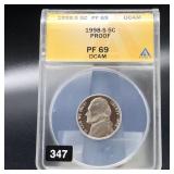1998 S PROOF JEFFERSON NICKEL PF 69: ANACS