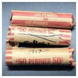 ROLLS 1968-S,1969-S,1970-S LINCOLN CENTS